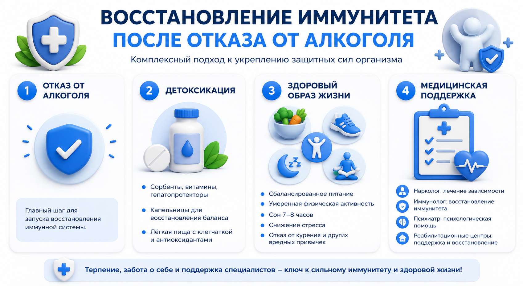 Инфографика на тему восстановления иммунитета после отказа от алкоголя